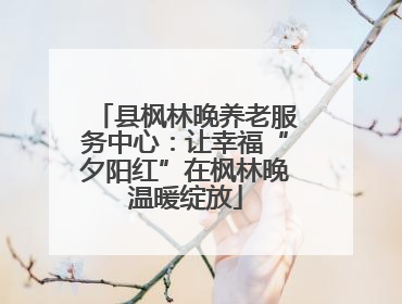 县枫林晚养老服务中心：让幸福“夕阳红”在枫林晚温暖绽放
